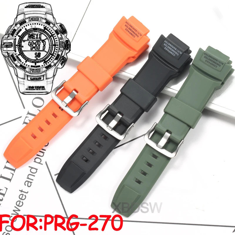 PRG-270 สายคล้องคอเหมาะสําหรับ Casio Protrek PRG-270 Prg270 สายผู้ชายกันน้ํากีฬาสายรัดข้อมืออุปกรณ์เ