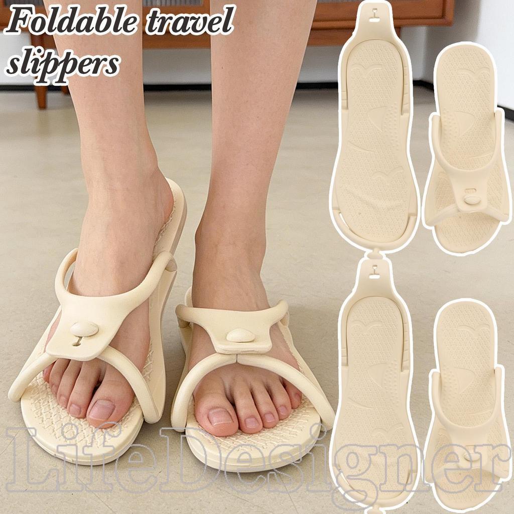 [LifeDesigner] Summer Travel Portable Womens Men EVA One-word Slippers-Bath Hotel Business Trip Home