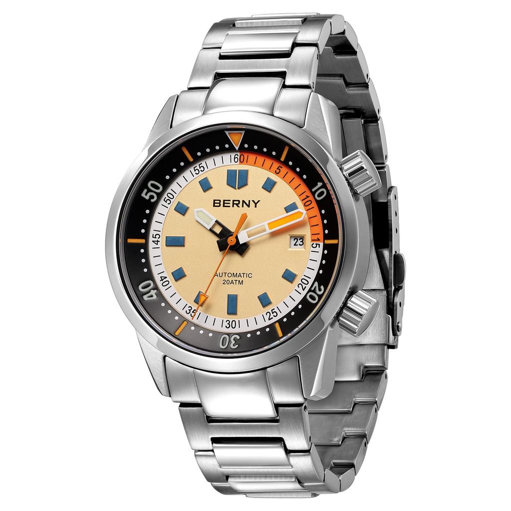 BERNY Diver's Watch Wristwatch for Men Automatic Mechanical Watch Men's Diving Watch 20ATM Waterproo
