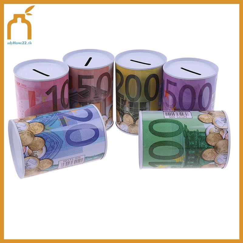 ADYHOME Euro Dollar Money Box ปลอดภัยกระบอก Piggy Bank Bank สําหรับเหรียญกล่องฝากเงิน TH