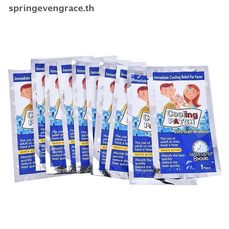 Springevengrace 10 ชิ้น/ถุง Pain Relief Baby Fever Patch นํา Fever Down Cooling Gel สําหรับอาการปวดห