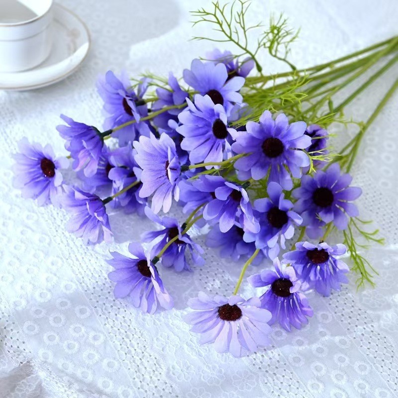 COD A bouquet of five flowers Home decoration floral art Artificial flowers Small Zou Ju Imitation f