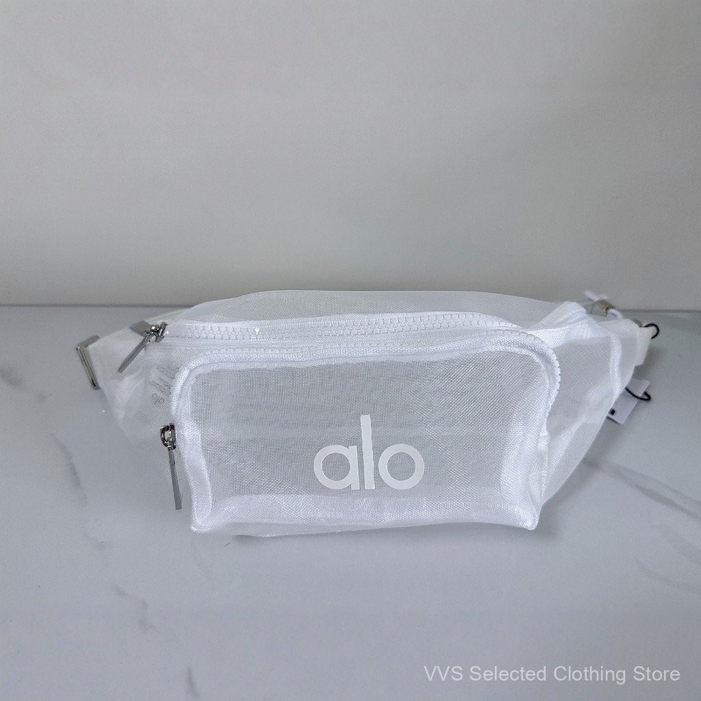 ALO Casual lightweight sports waist bag, double-layer mesh phone waist bag, adjustable elastic waist
