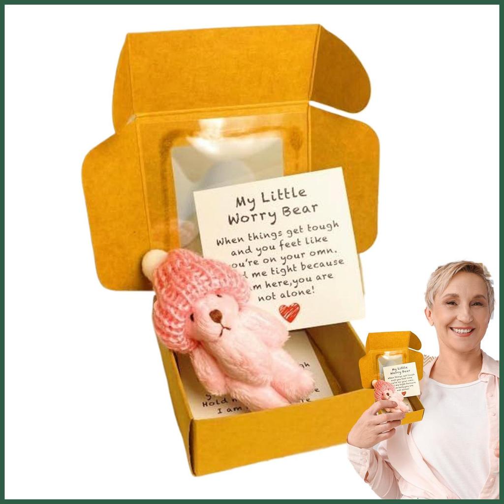 หมีในกล่องตุ๊กตาหมีทําด้วยมือสัตว์เล็กพร้อมกระเป๋าการ์ดสร้างแรงบันดาลใจสําหรับเด็กวัยหัดเดินเด็ก Car