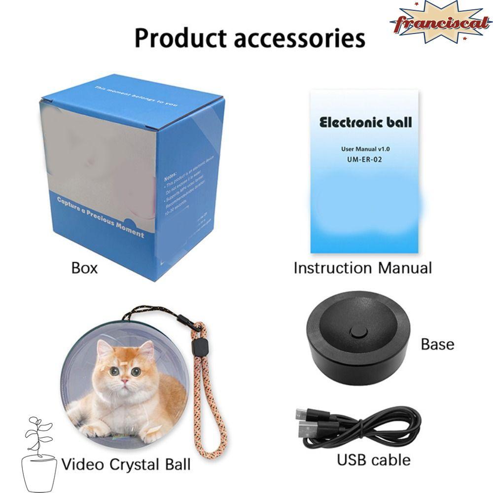 FRANCISCAL คริสตัลบอล, DIY Pixel Display Video Display Ball, Effect Electronic Screen Digital Video 