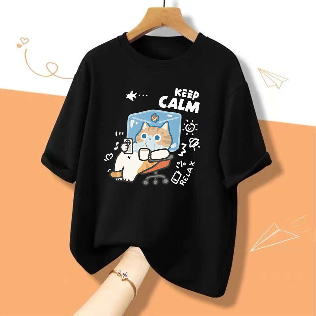 Basiเสื้อแฟชั่น เสื้อยืด oversize ผ้าฝ้าย100% แนวสตรีท รูปที่ 3
