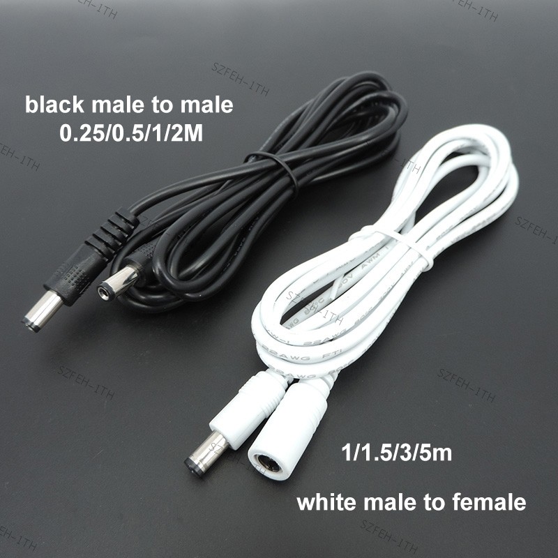10x22awg 3A DC ชายหญิงอะแดปเตอร์จ่ายไฟสีขาวสีดําปลั๊ก 5.5x2.1 มม.สายไฟ 12V สายไฟ q1 F5TH