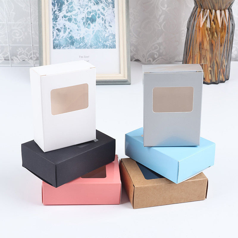 <แพค10 ใบ> กล่องหูเสียบ ขนาด 6.5*9*3 cm กล่องใส่สบู่ หน้าต่างเหลี่ยม กระดาษคราฟท์เกรดเอ แพคเกจสบู่