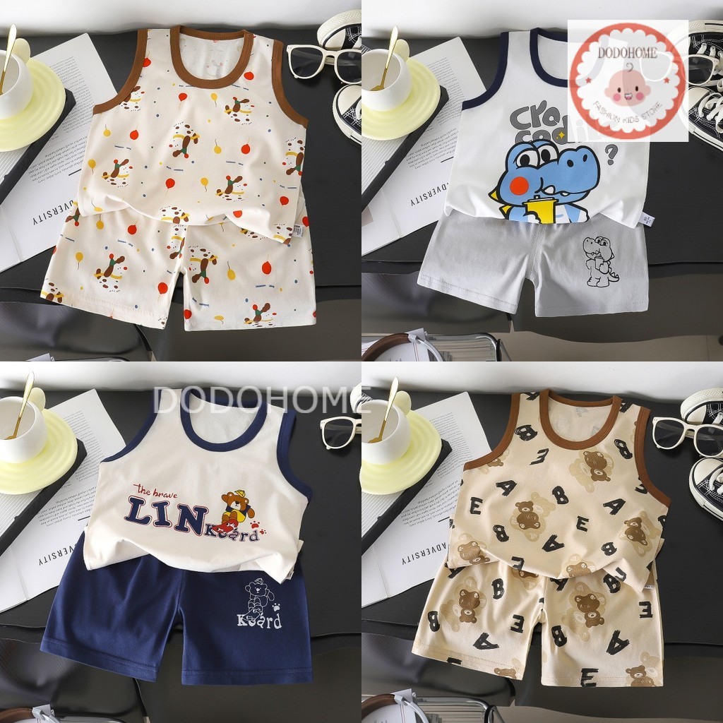เสื้อผ้าเด็ก ชุดเซ็ตเด็กแขนกุดลายการ์ตูน ชุดกล้ามเด็ก เซ็ต2ชิ้น แฟชั่นน่าร้อน2026 BXT07