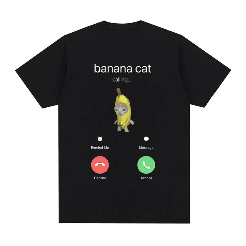 เสื้อยืด Banana Cat Meme น่ารักสําหรับคนรักแมว Viral Meme เสื้อผ้าวัฒนธรรมอินเทอร์เน็ต เสื้อยืดสัตว์