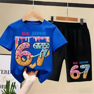 [COD]Peipeiqi kidsเสื้อยืดเด็กSIX-SEVENเสื้อยืดเด็ก ชุดสูทเด็กผู้ชาย ชุดลำลอง 2 ชิ้น แฟชั่น สำหรับเด็กชายตัวเล็ก ๆ เซ็ต