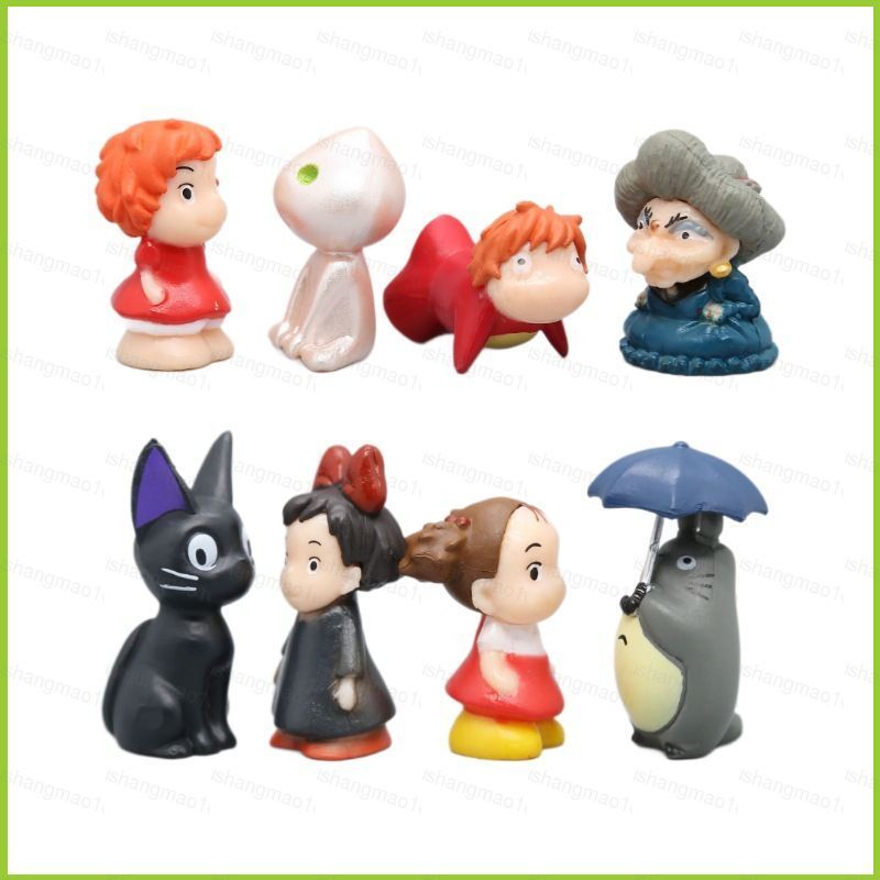 XS1 8 ชิ้น Ponyo บน Cliff Action Figure Ponyo Totoro Zeniba Ogino Chihiro ตุ๊กตาของเล่นเครื่องประดับ