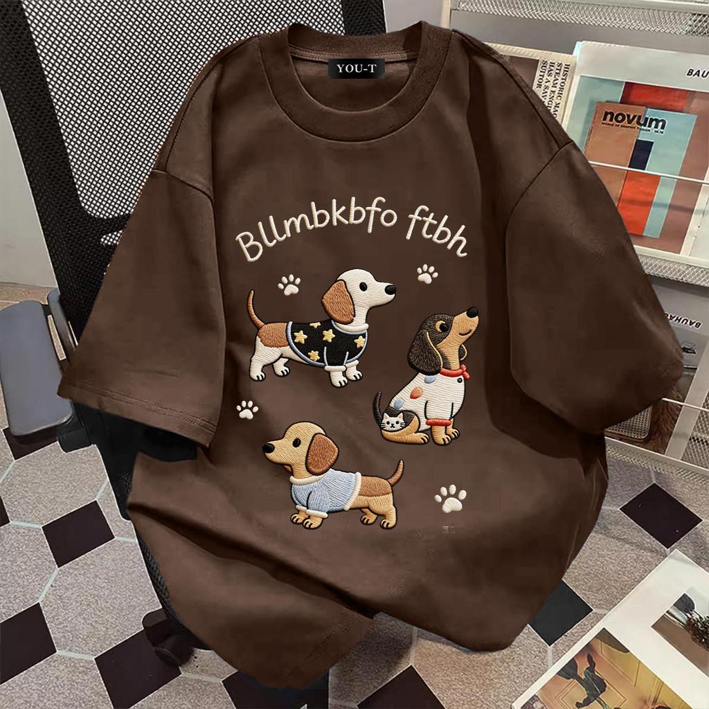🌷Su.Tee🌷เสื้อยืดแขนสั้นปักลายกระต่ายน่ารัก "Bllmbkbfo ftbh" เสื้อทรงหลวมใส่สบาย สไตล์วัยรุ่น