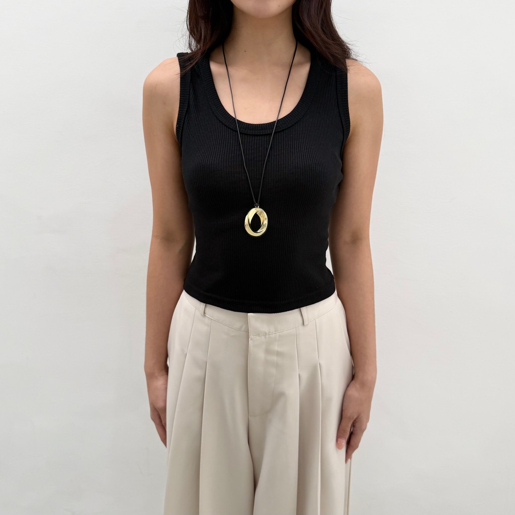 KIKI TOP - Tanktop Basic Square Neck Tank Ribbed ถัก Kaos Racer Tee Crop Top ฤดูร้อนผู้หญิงซี่โครง Top Posha