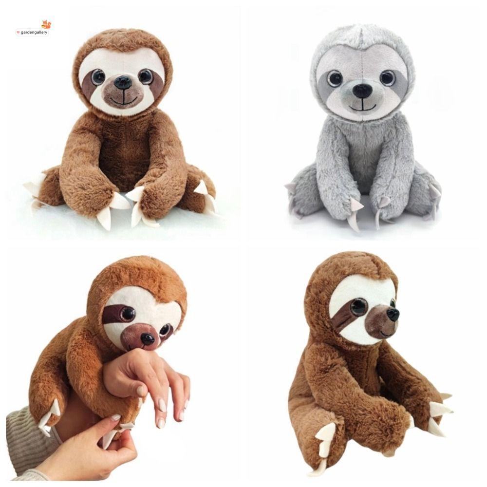 GARDENGALLERY Sloth ของเล่นตุ๊กตา,ตุ๊กตาสัตว์ Big Eyes ตุ๊กตา Sloth, สําหรับสีน้ําตาลสีเทา 25 ซม.Com