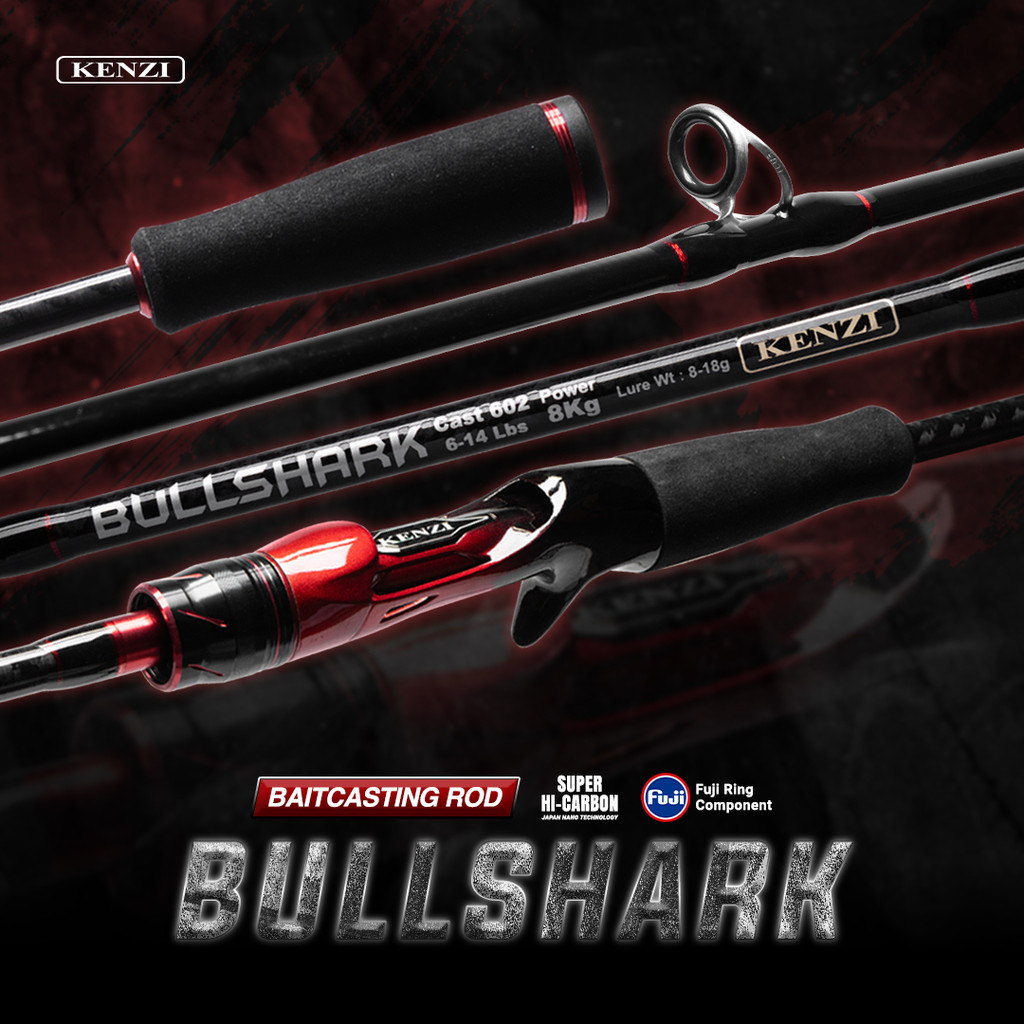 KENZI BULLSHARK 602 คู่มือ Fuji คาร์บอนกลวง 6-14lbs 7-15lbs 8-17lbs 10-20lbs Baitcasting