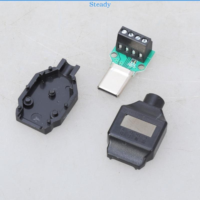 Steady USB C Male Plug Connector 4Pin 5Pin Design Interfaces Adapter Solderless รองรับ 65W Fast Char