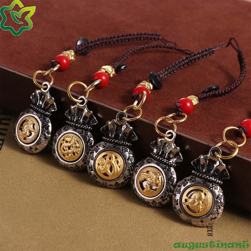AUGUSTINAN จี้กระเป๋านําโชค, หนูสไตล์จีน 12 Zodiac พวงกุญแจ, แกะกระต่ายงู Ox Dragon พวงกุญแจห้อยกระเป๋า