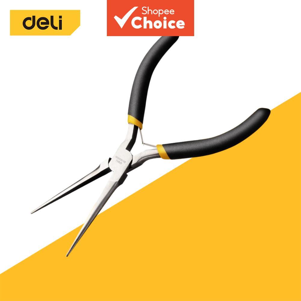 คีมปากแหลมขนาดเล็ก DELI ขนาด 6 นิ้ว เครื่องมือความแม่นยําทรงพลัง กะทัดรัด เหมาะสําหรับซ่อมอิเล็กทรอนิกส์ และงานประดิษฐ์ DIY