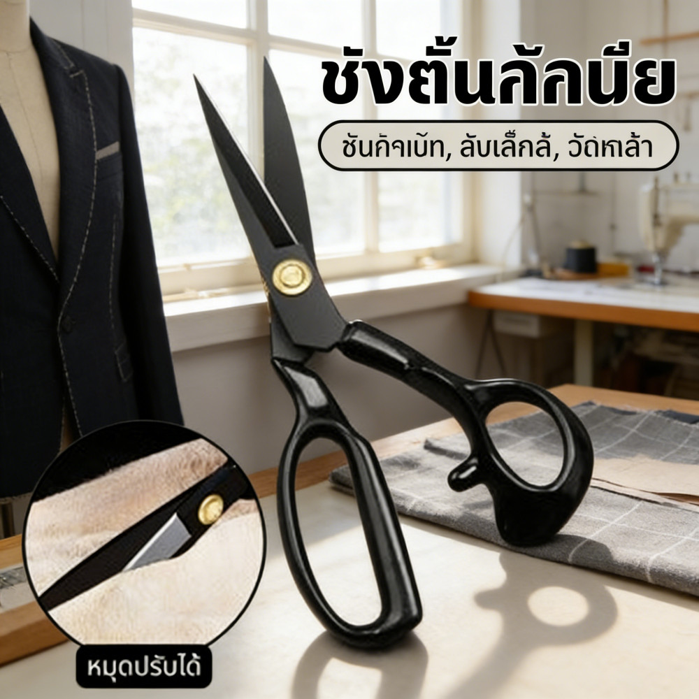 ไม่เป็นสนิม งานตัดเย็บ มี 2 ขนาด 9/10 นิ้ว กรรไกรตัดหนัง ตัดผ้า คุณภาพดี สำหรับช่างเย็บผ้า