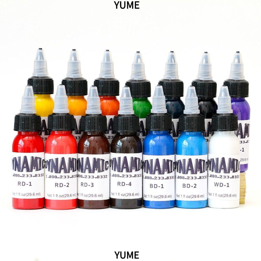 YUME หมึกสัก สีแดงสีเขียวสีดําสีน้ําตาลสักฝึกสี,สีขาวสีฟ้า30มลสีม่วงสีชมพูสักเม็ดสี