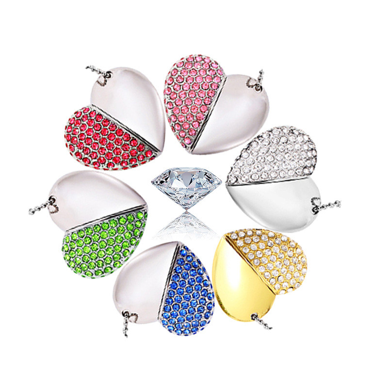 พร้อมสต็อก Quick Shipping U Disk 8g Heart-Shaped Diamond U Disk 16g 32g เครื่องประดับตัวอักษรสร้างสร