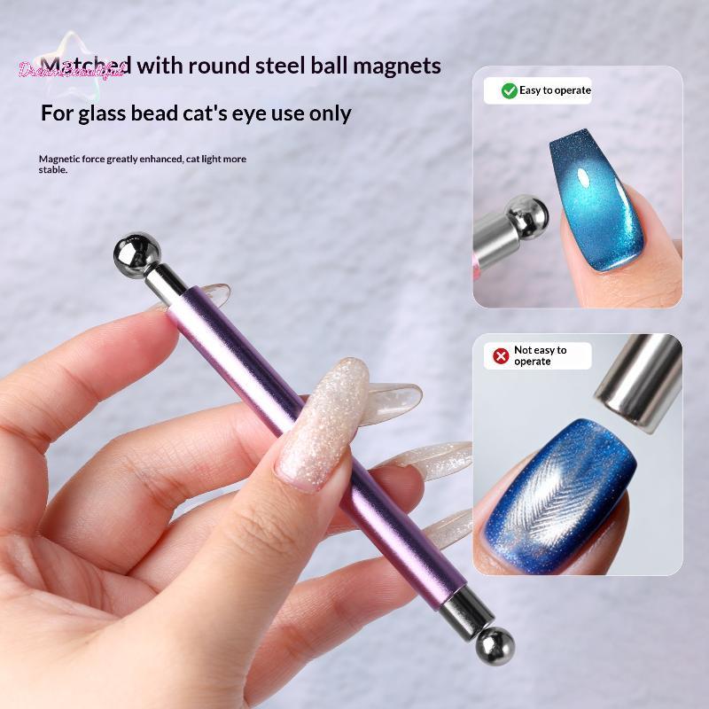<DBFl-t>Double Headed Strong Magnetic Sti Cat Eye Magnet 2 ลูกเหล็กเล็บทรงกระบอกสําหรับ UV เจลขัดเล็บปากกาเครื่องมือใหม่
