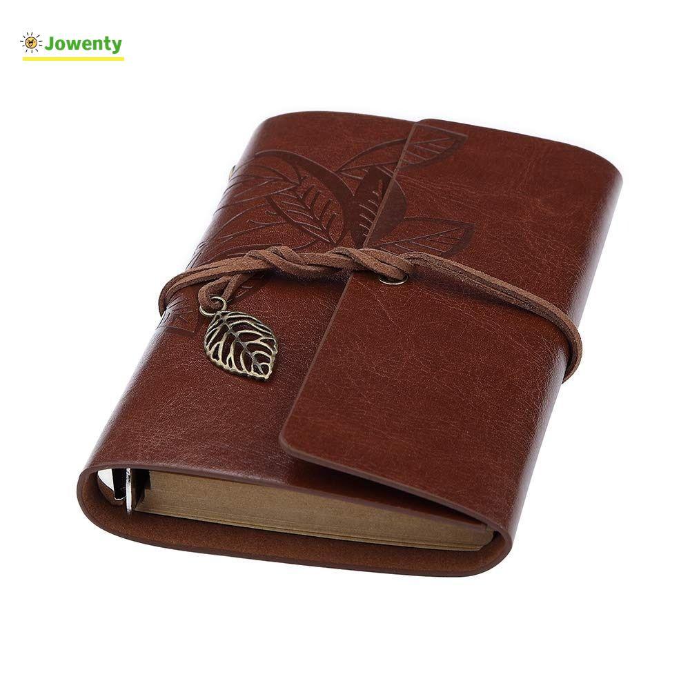 JOWENTY Journal Sketchbook, Leaf PU Leather Travelers Notebook, Vintage Loose-leaf Book Home