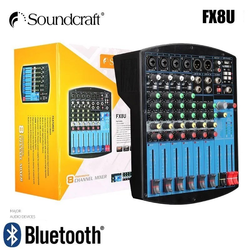 เครื่องผสม Soundcraft FX8U มิกเซอร์ 8 ช่องระดับมืออาชีพ รองรับการเชื่อมต่อ USB บลูทูธ ฟังก์ชั่นครบคร