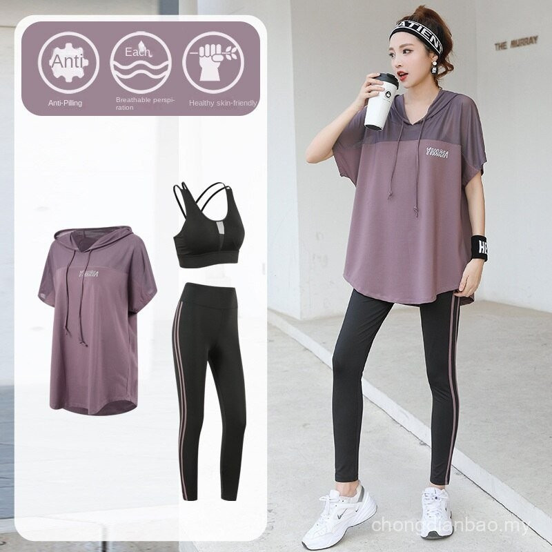 Raya ผู้หญิง plus ขนาด yoga สวมใส่ชุดกีฬาหลวมตาข่ายครีมกันแดด hooded กีฬา breathable moisture Wading