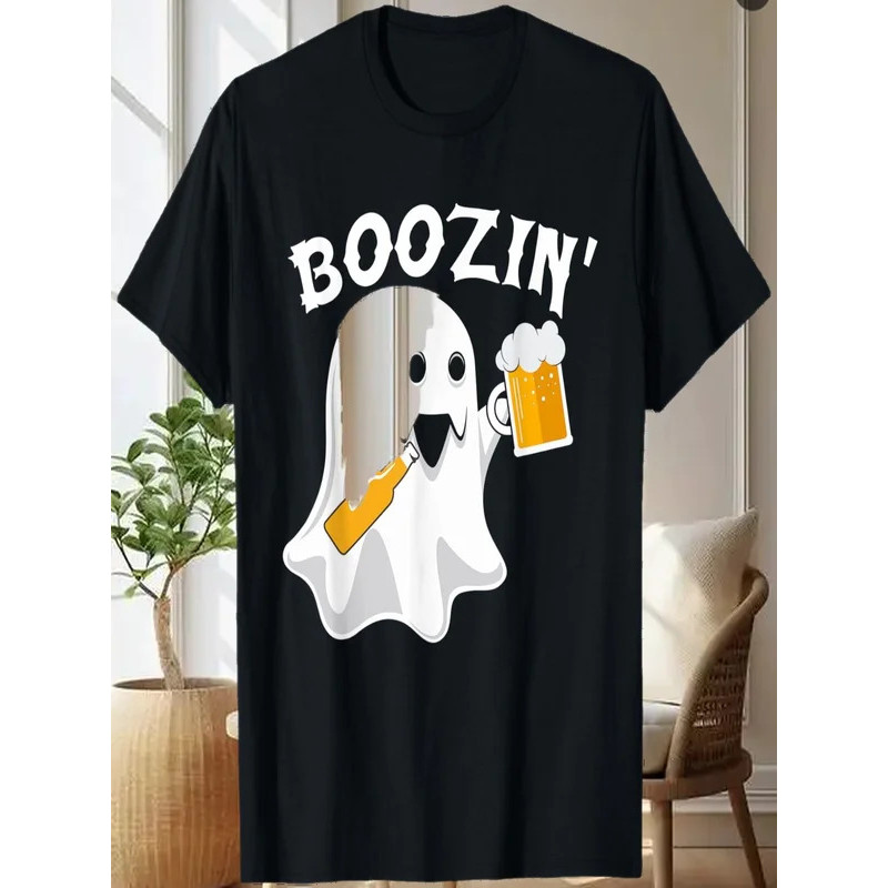 Funny Ghost Boozin' Halloween Costume Beer Drinking Party T-Shirt