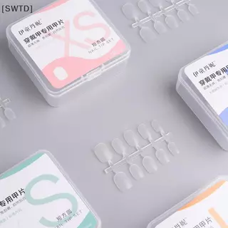 [SWTD] 100 ชิ้น/กล่องเล็บปลอมโปร่งใสกดบนเล็บครอบคลุมเล็บปลอมเคล็ดลับสั้นรูป Water Drop Full Stier สําหรับ null