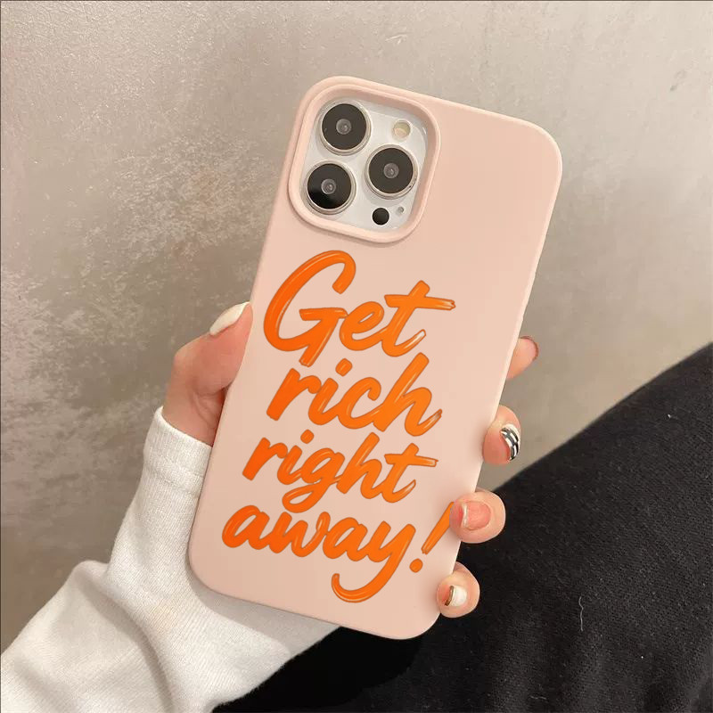 สินค้าพร้อมส่ง! เคสสีสดใส+ข้อความ“Get rich” เคสiPhone17 16ProMax 15 14 13 12 11 สไตล์Insชิล คสสีอ่อน4สี