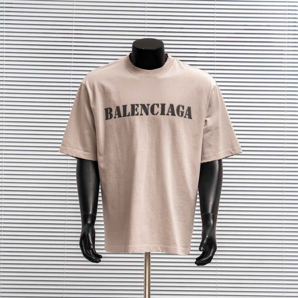 BALENCIAGA/BALENCIAGA เสื้อยืดแขนสั้นคอกลมคลาสสิกผู้ชายผู้หญิงสไตล์Pullover Slim-fit Creative Origin