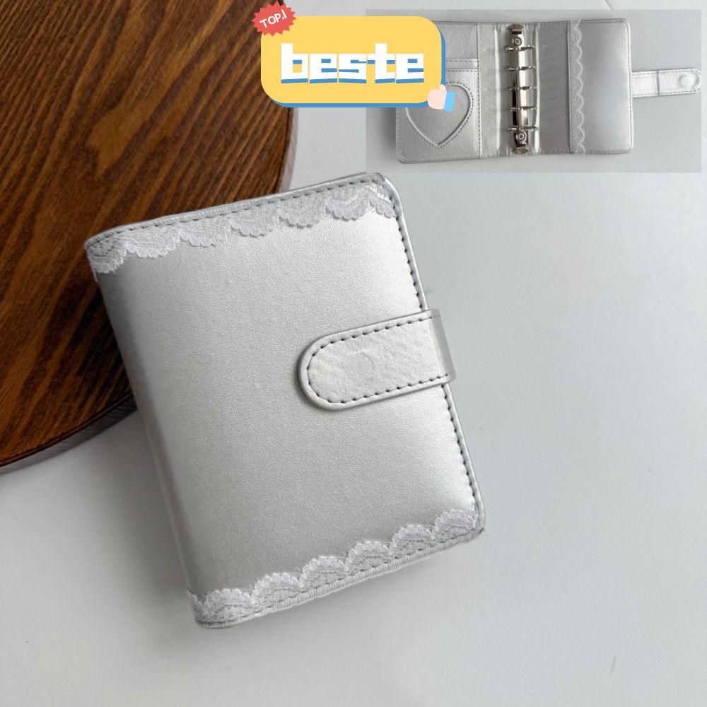 BTE โน้ตบุ๊คลูกไม้ Binder ฝาครอบ, PU หนังกันน้ํา M5 Binder ฝาครอบ,การออกแบบเงินสีรีฟิล DIY Looseleaf