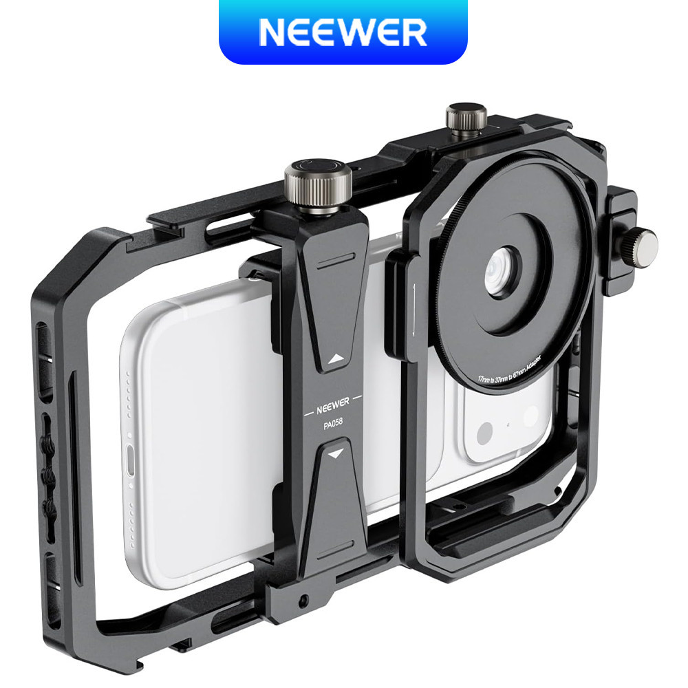 NEEWER PA058 กรงโทรศัพท์อเนกประสงค์พร้อมอะแดปเตอร์ฟิลเตอร์เลนส์ 17 มม. ถึง 37 มม. และ 67 มม.