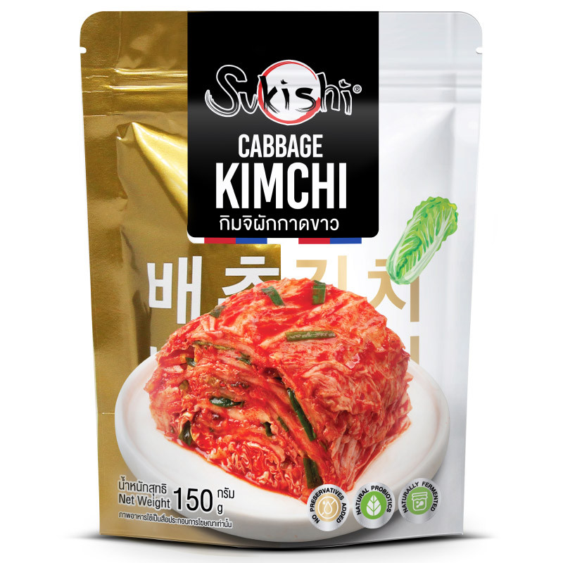 ซูกิชิกิมจิผักกาดขาว 150กรัม  Sukishi Cabbage Kimchi 150g. [หมายเลขบาร์โค้ด 8859242900010 ]