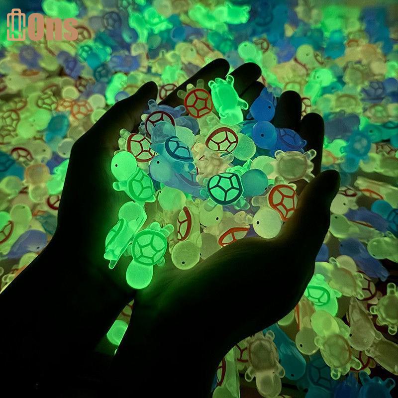 Ons 6/10 ชิ้น Mini Luminous เต่างานฝีมือเรซินสวนเครื่องประดับถังปลาที่