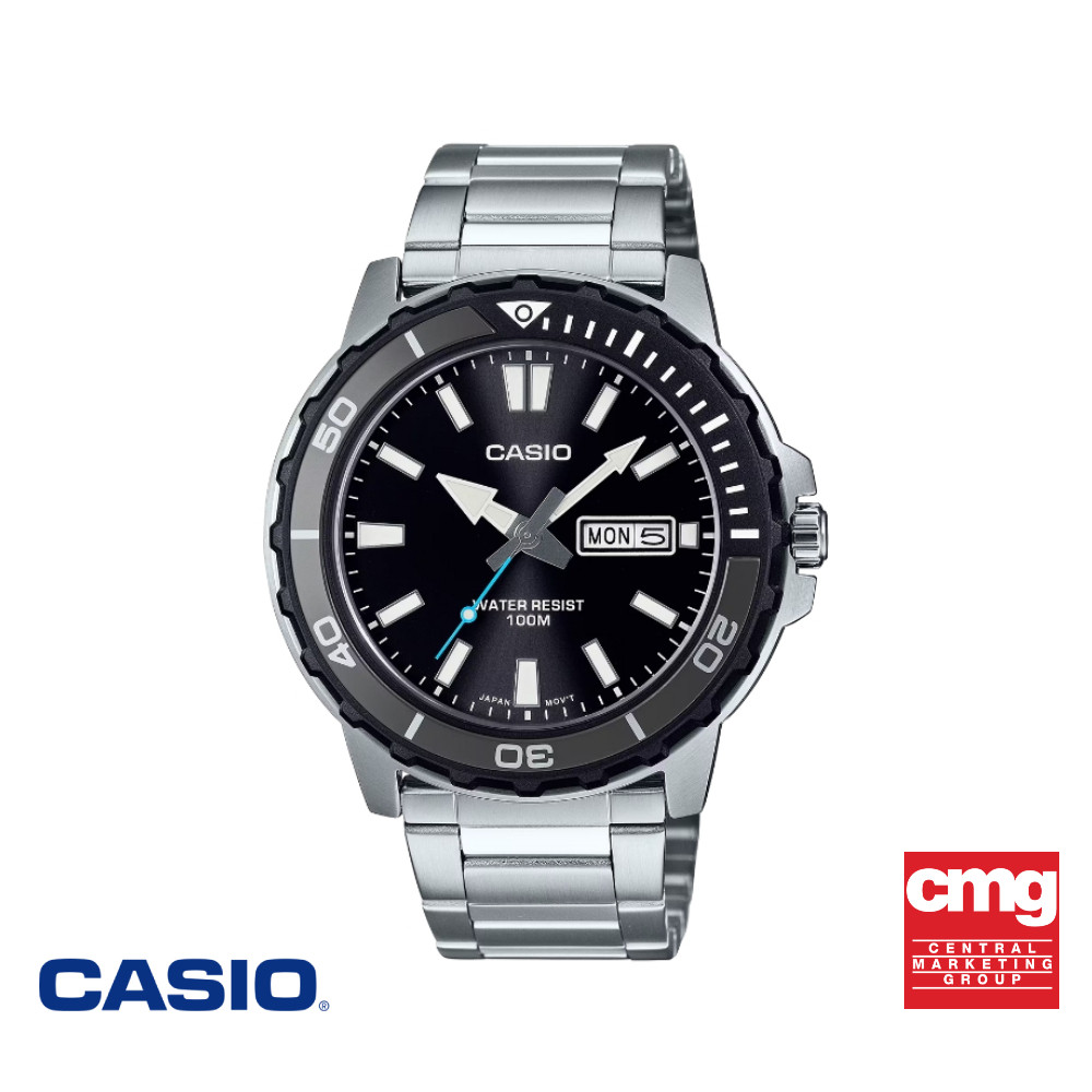 CASIO นาฬิกาข้อมือ CASIO รุ่น MTD-125D-1A3VDF สายสแตนเลสสตีล สีดำ