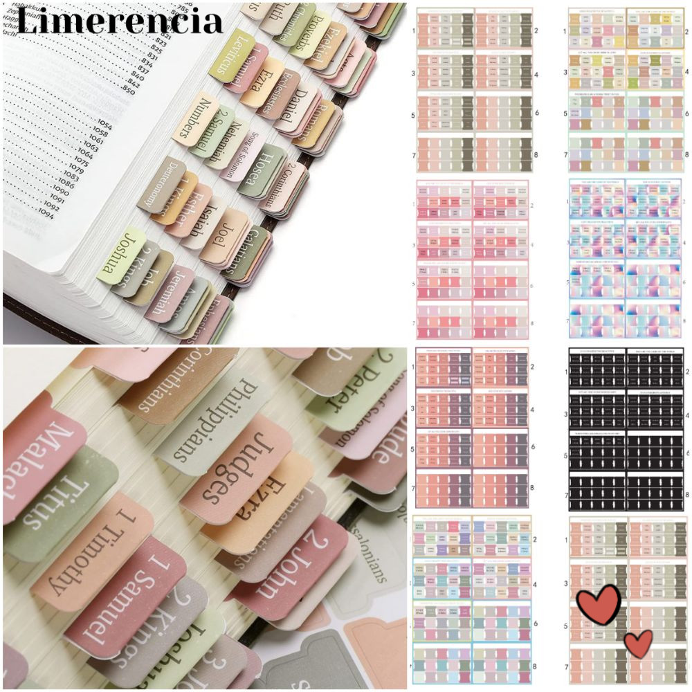 LIMERENCIA 120PCS Boho Bible Tabs, Multi-Color Easy Navigation Laminated Bible Tabs, ภาพประกอบสคริปต