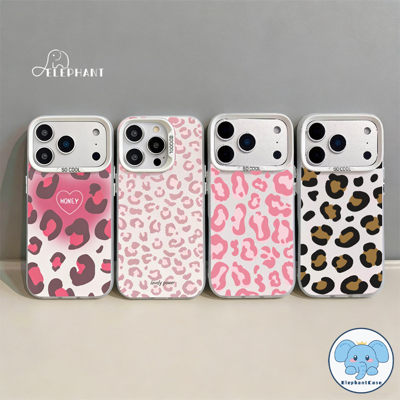 เคสไอโฟน17 15สำหรับIPhone 17 11 16 13 12 15 14 Pro Max air 15 7 8 14 16 Plus XR SE เคสวิญญาณ ลายเสือดาวหัวใจชมพูฮิต