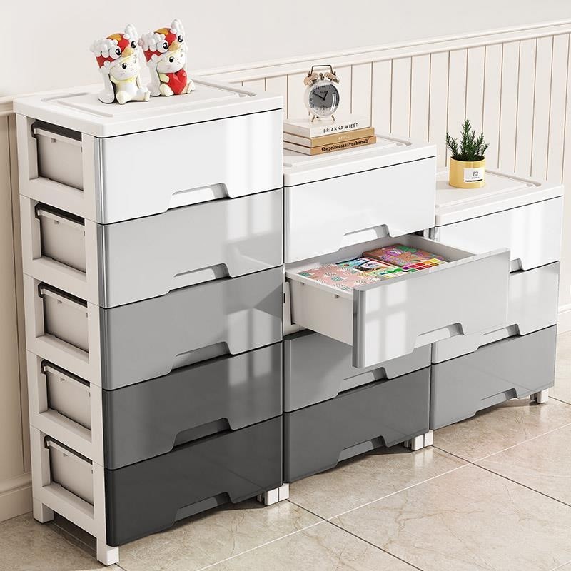 Ubear ตู้ลิ้นชักพลาสติก กล่องเก็บของ 3-7ชั้น มีล้อ ตู้เสื้อผ้า สวยงามทนทาน