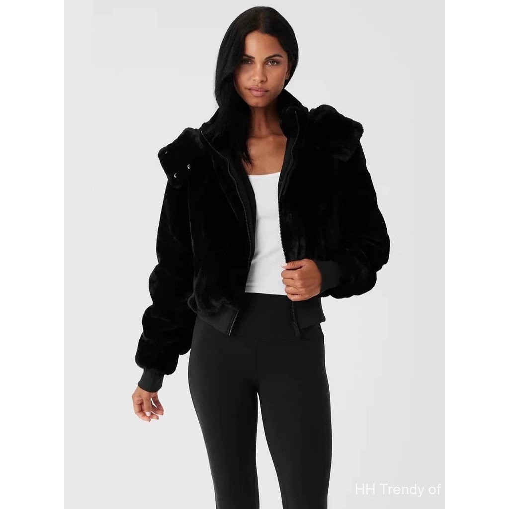 ALO yogafoxy Cashmere Jacket Soft Teddy Fleece Hooded Short Jacket