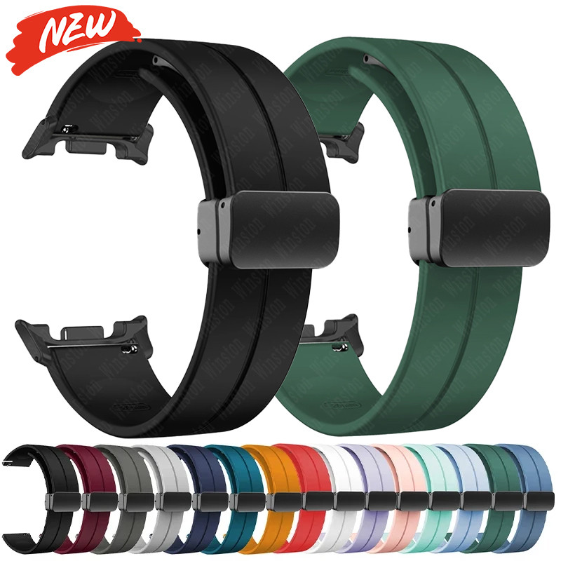 สายซิลิโคนสําหรับ Samsung Galaxy Watch 8 40 มม.44 มม./8 คลาสสิก 46 มม.หัวเข็มขัดแม่เหล็กสําหรับ Galaxy Watch Ultra 2025 47 มม.สร้อยข้อมือ