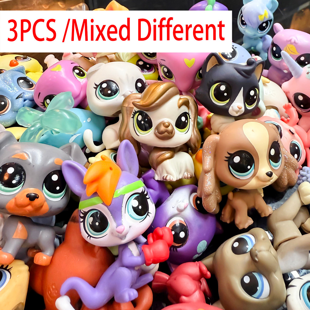 สุ่ม 3 ชิ้น/ล็อต LPS สุนัขนกแมวปลาลูกแมวลูกสุนัขสัตว์สัตว์เลี้ยง Shop Cuat อะนิเมะตัวเลขการกระทําเด็กสาว Xmas ของขวัญวันเกิดของเล่น