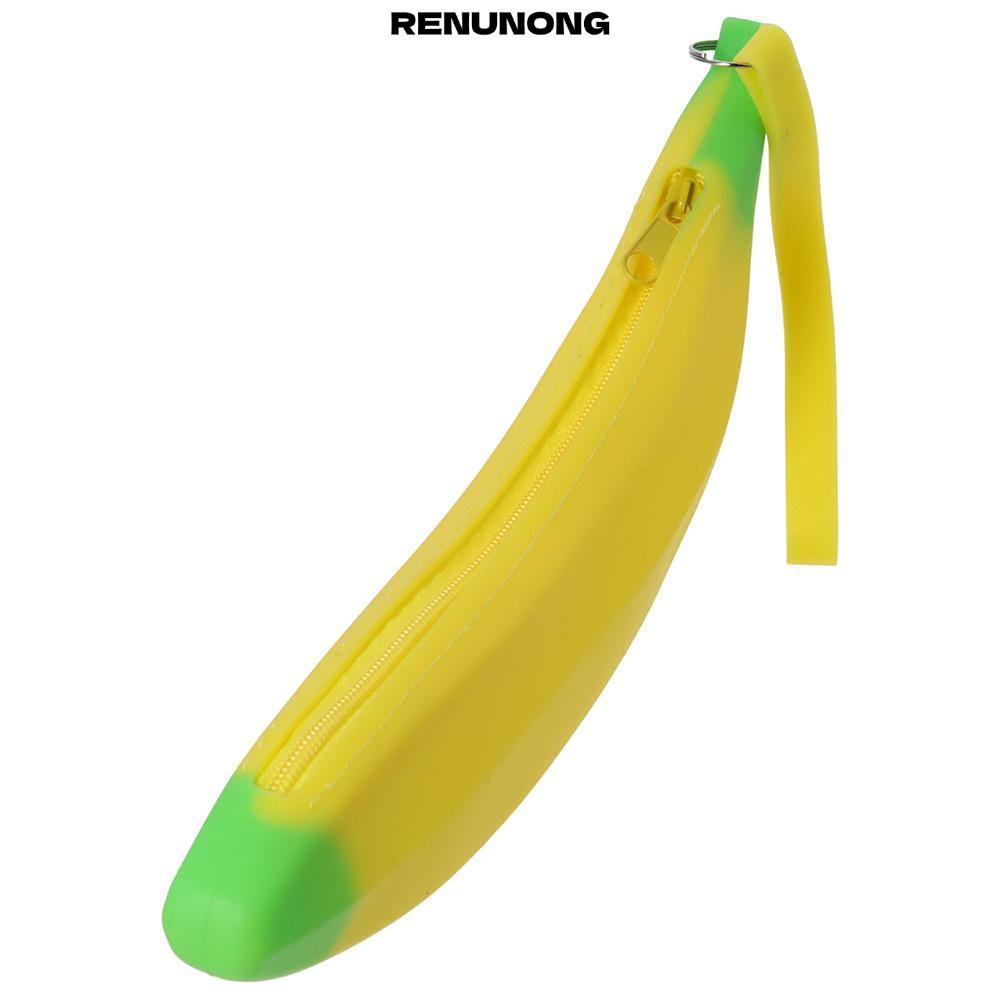 RENUNONG Banana Zero Wallet, Banana Shape Yellow Silicone Pen Bag, Multifunctional Silicone 2.36*7.8