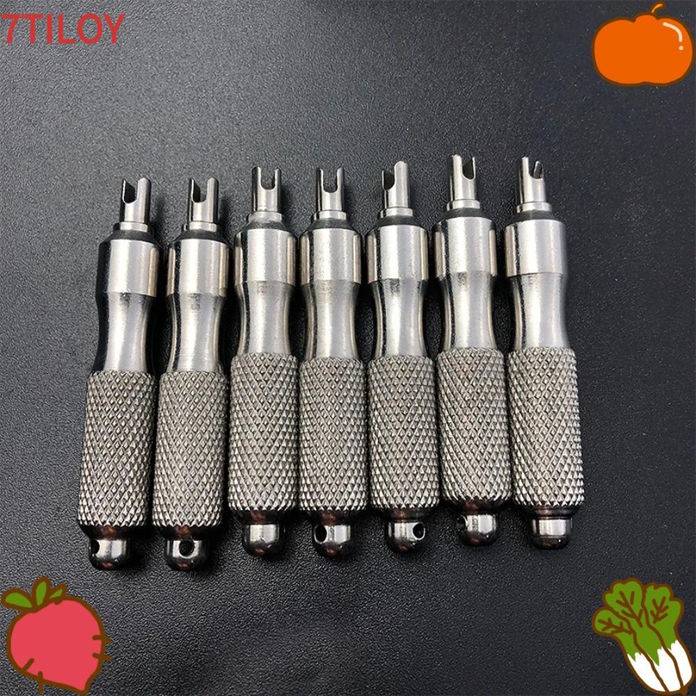 7TILOYSHOP ไขควงซ่อมยาง, ป้องกันสนิมพร้อมประแจวาล์วยางแหวนกุญแจ, สแตนเลสทนทานเครื่องมือซ่อมยางสากลสําหรับรถยนต์รถจักรยานยนต์