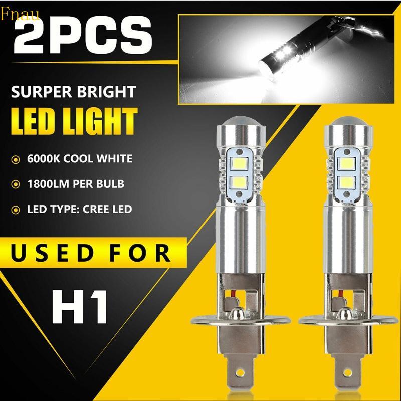 Fnau 2x H1 หลอดไฟ LED ไฟหน้า 360 องศา 1800LM ไฟตัดหมอกทดแทน 6000K