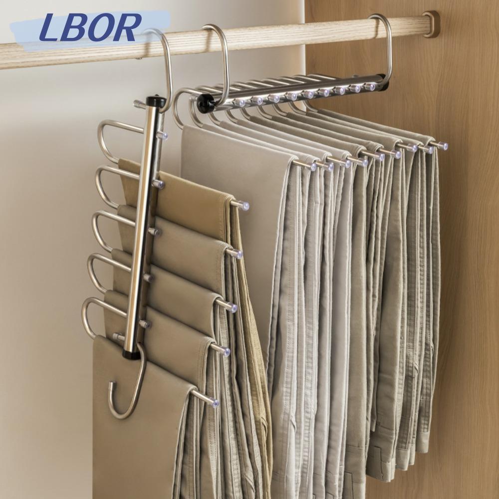 LBOR Magic ไม้แขวนกางเกง, มัลติฟังก์ชั่นประหยัดพื้นที่พับกางเกง, ไม้แขวนเสื้อไม่มีรอยต่อทนทาน 5/9 ชั้นตู้เสื้อผ้าจัดเก็บ Organiser ตะขอ