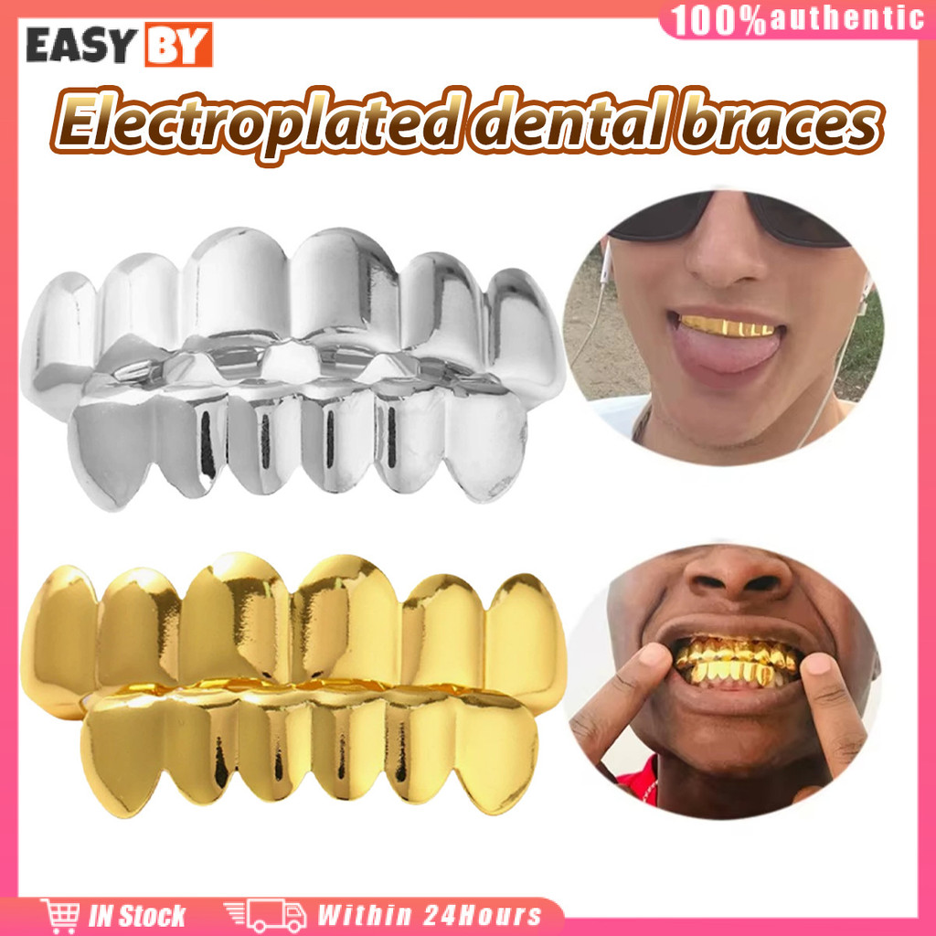 จัดส่งรวดเร็ว ฟันฮิปฮอป เครื่องประดับทันตกรรมที่ถอดออกได้ teeth grillz ใส่ง่ายมาก สำหรับปาร์ตี้ ฮัลโ
